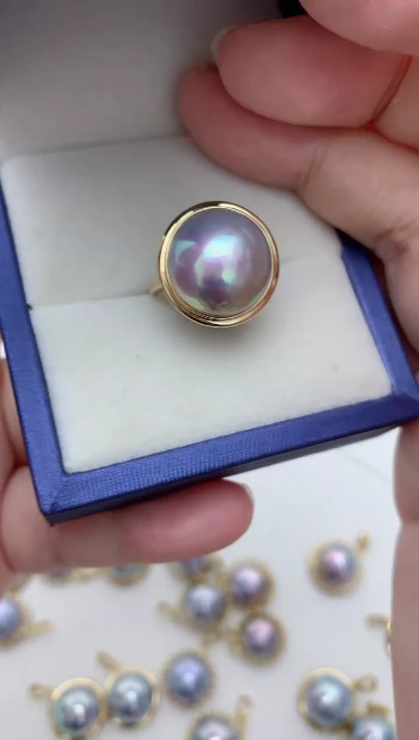 拼合珍珠（马贝珠）戒指18K金镶嵌q6