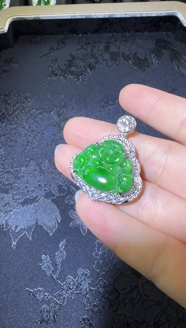 【闪购商品】翡翠吊坠(不含链)银S925镶嵌佛公