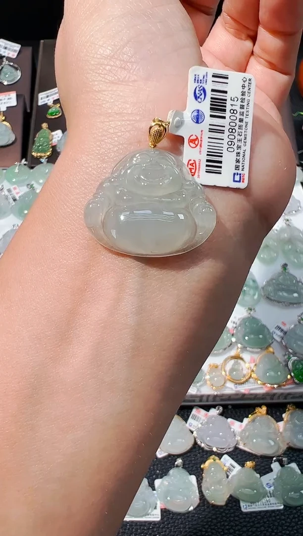 吊坠(不含链)18K金镶嵌翡翠佛公吊坠815