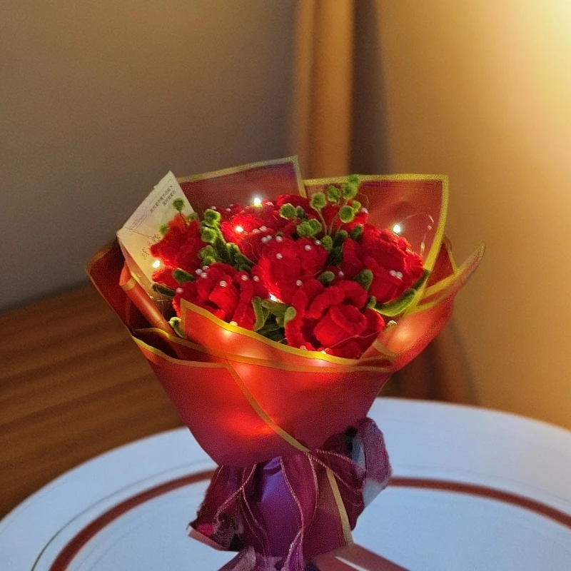 创意手工毛绒花束玫瑰礼物送女友闺蜜生日情人节