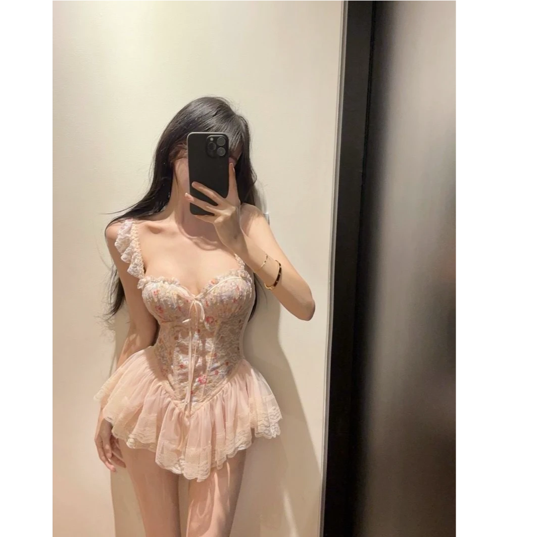 【香槟公主】80-120性感纯欲吊带蕾丝聚拢显瘦遮肉小胸马甲吊带内搭