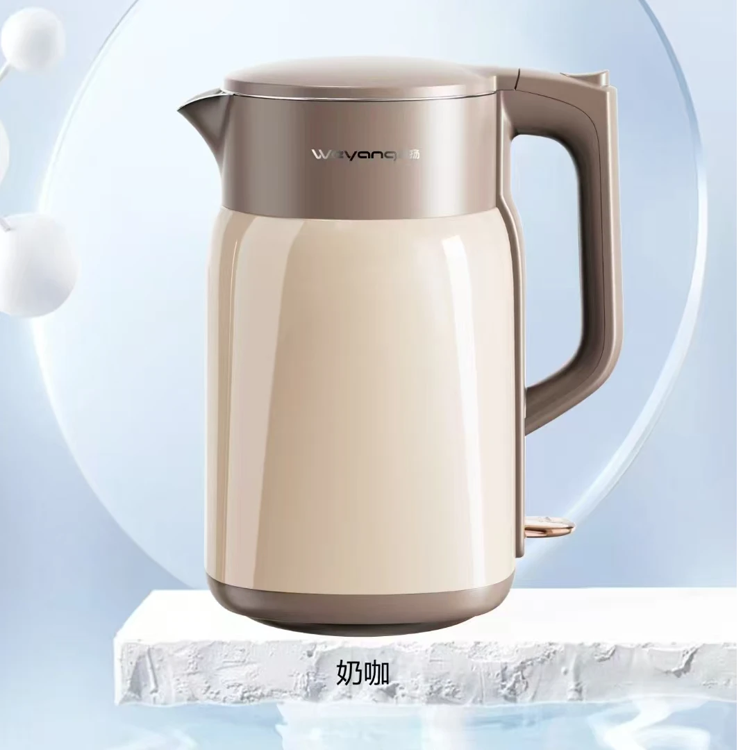 威扬家用大容量一体无缝不锈钢开水壶双层防烫自动断电