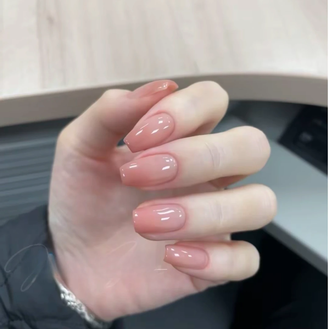 JDD-【冰肌】纯手工穿戴甲  渐变 百搭 高级感 裸色短款猫眼