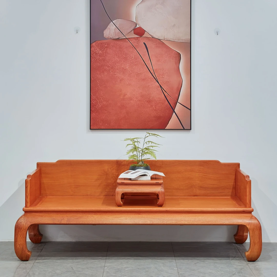 缅甸花梨-三围独板罗汉床（全独板）