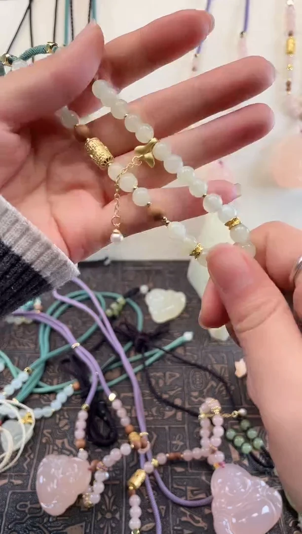 毛衣链未镶嵌石英质玉往****你天然玉石毛衣链