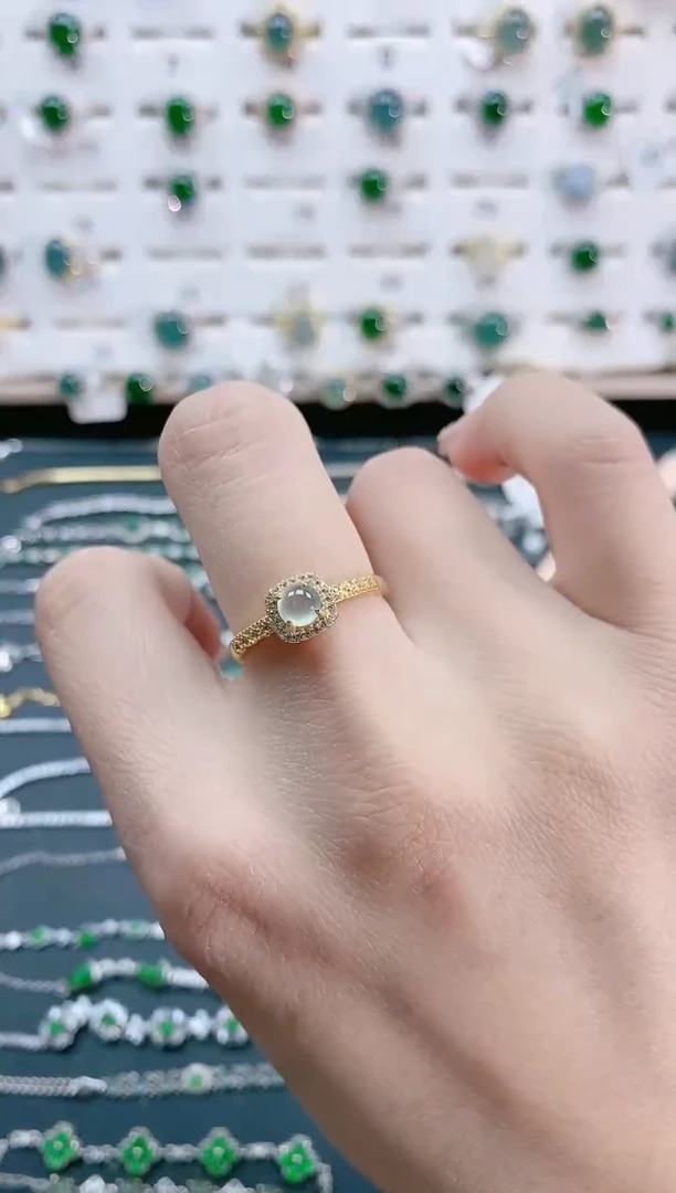 【闪购商品】翡翠戒指银S925镶嵌天然翡翠