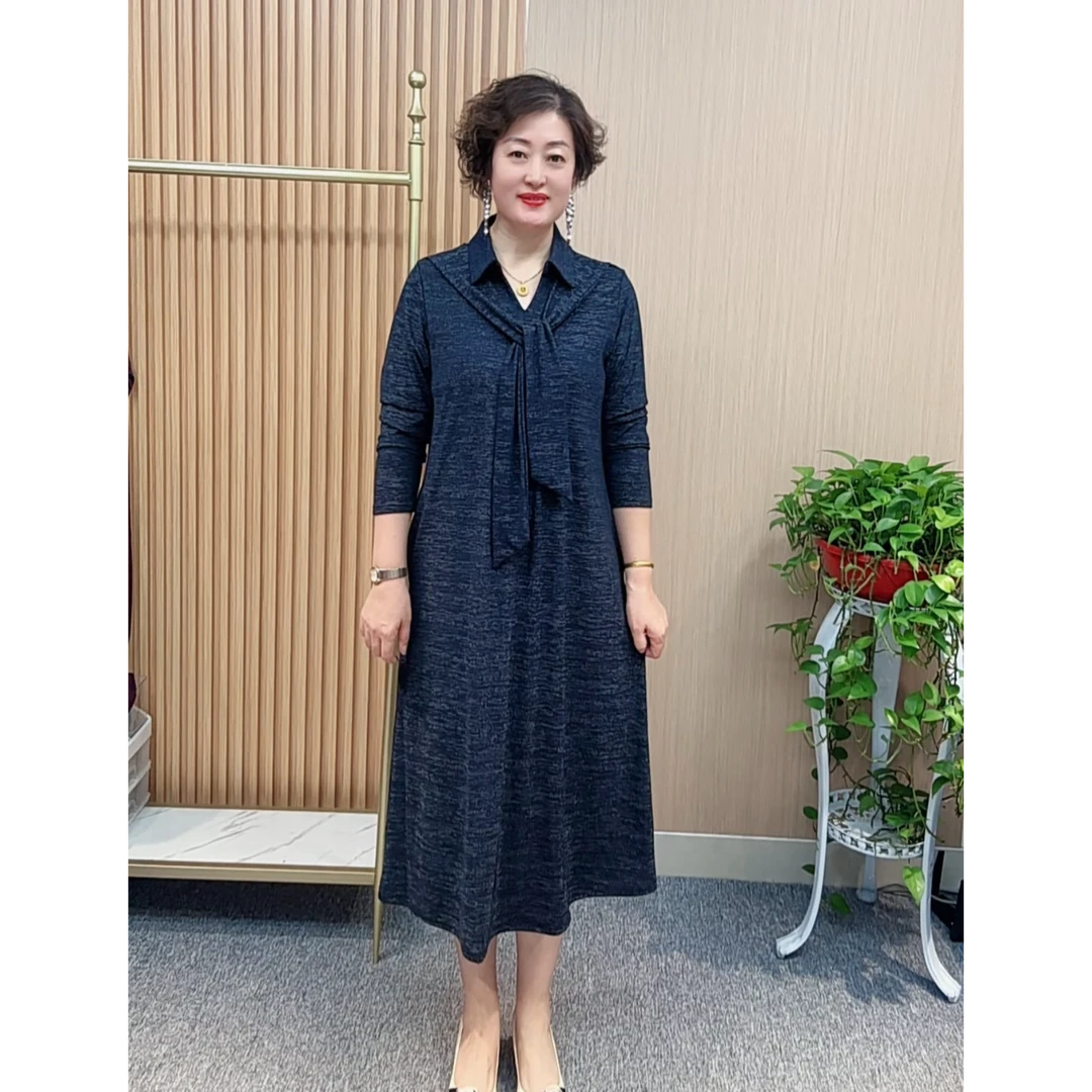 秋季新款长袖高端亮金丝连衣裙0923789