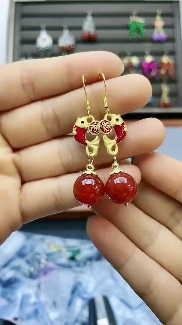 【闪购商品】南红玛瑙耳饰14K金镶嵌112400