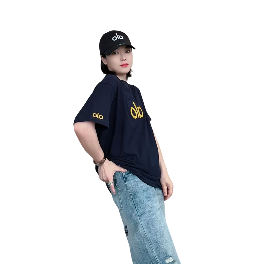 新款黄色小字母高克重短袖T恤休闲宽松时尚百搭圆领短袖T恤