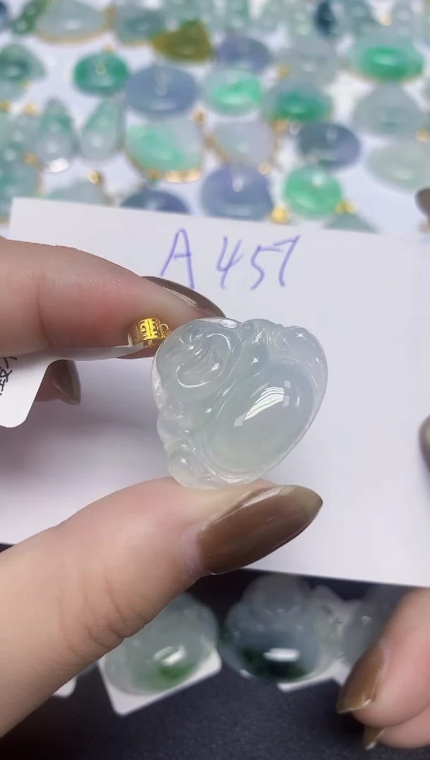 颈饰18K金镶嵌翡翠天然缅甸翡翠A货翡翠百元以上9元证书费自理