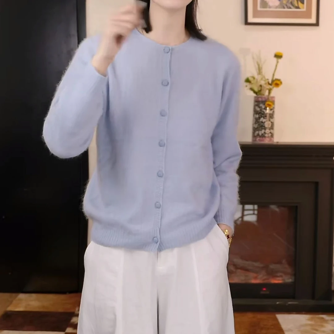【小西酱】开衫设计款纯色针织秋冬网红针织衫长袖DJ-45600