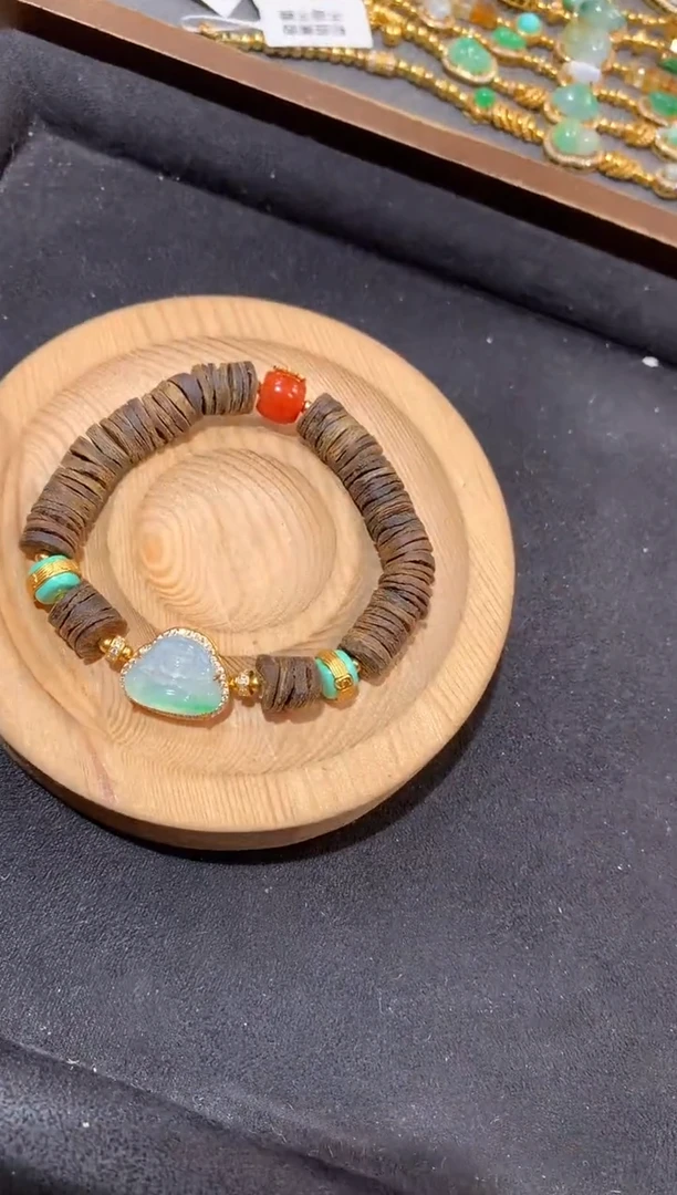 吊坠(不含链)银S925镶嵌翡翠手串