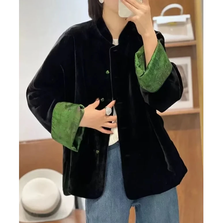 【NMS 诗绣香云莎】两面穿甲骨文印花立领上衣