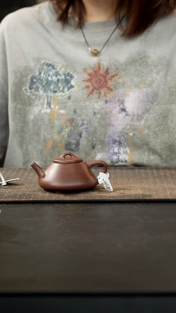 茶壶紫砂老紫泥子冶石瓢光素150cc