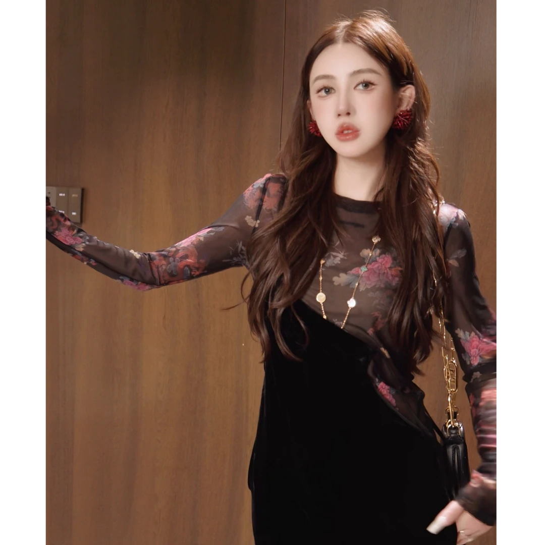G. yantong/郭彦彤国风薄款龙戏花长袖上衣修身显瘦早秋款DDL101