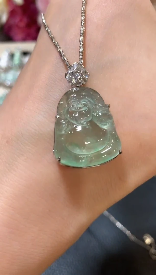 吊坠(不含链)18K金镶嵌翡翠n18