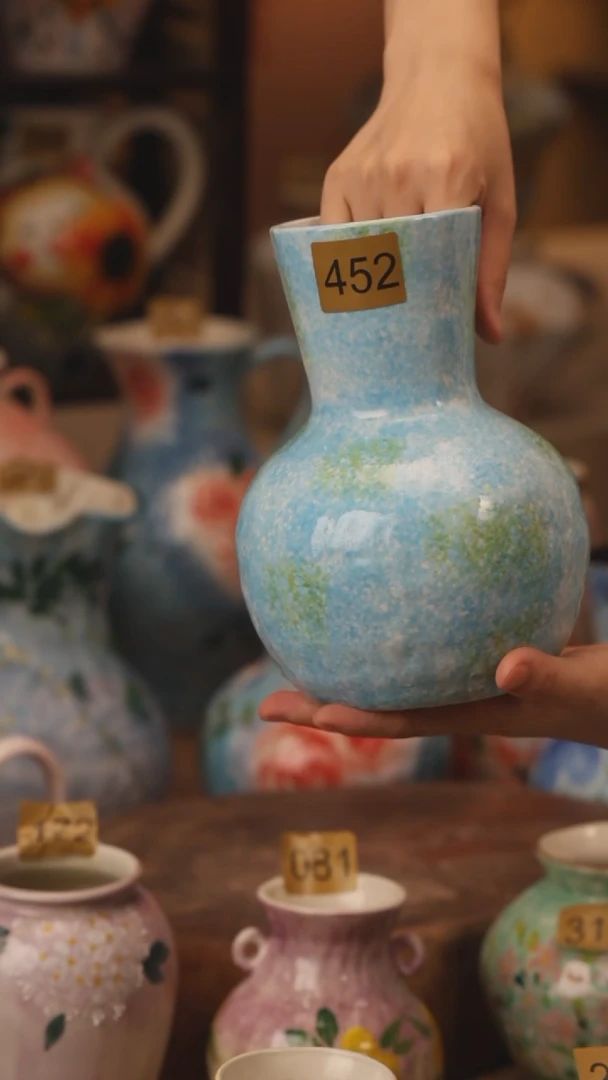 陶瓷452景德镇设计师手作花器摆件侘寂风