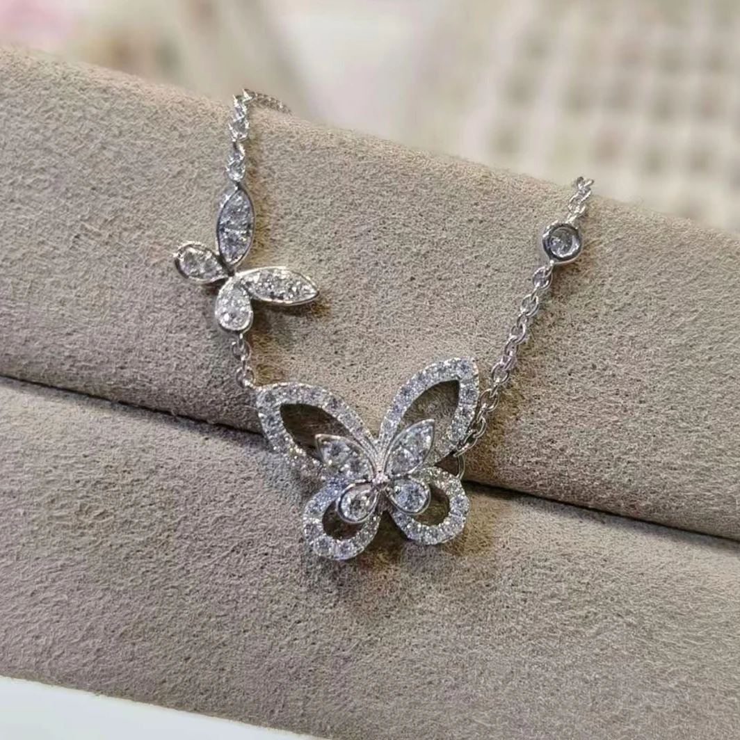 27-XL格家蝴蝶925银莫桑钻镀18K 发夹