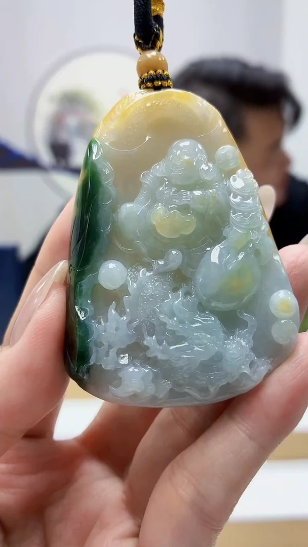 未镶嵌定制翡翠5060MM-毛货挂件88