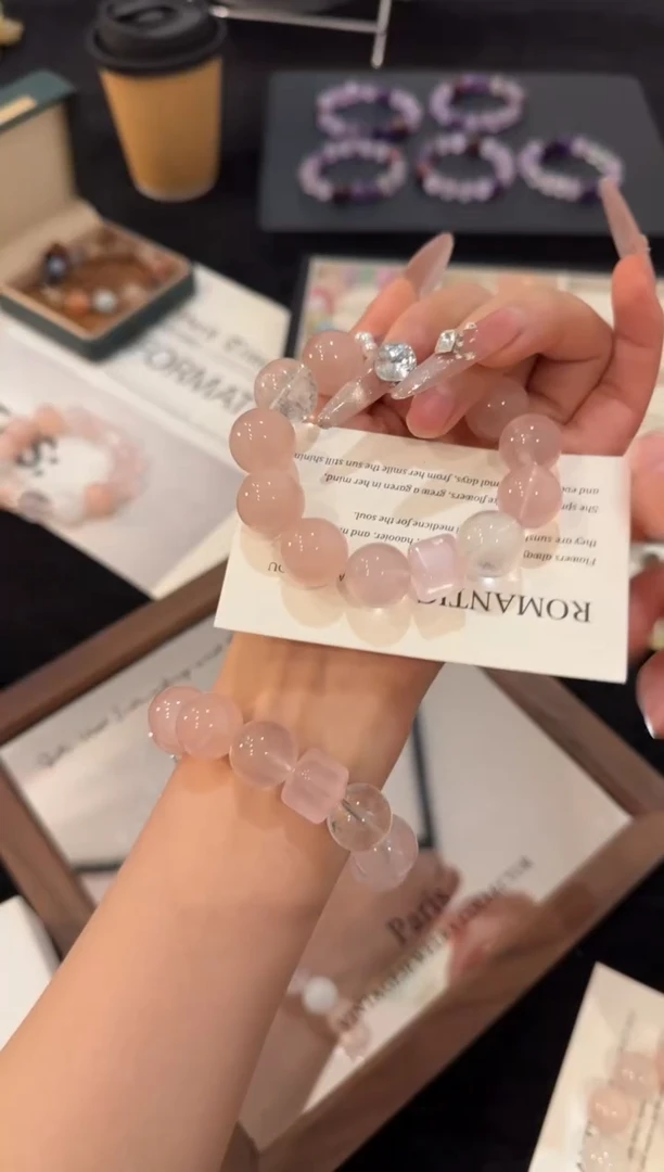 合金手链水晶粉水晶x2890