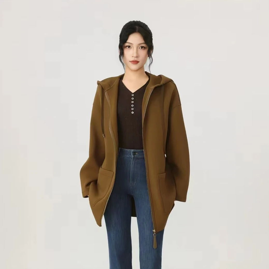 AMASS/阿玛施新款韩版百搭休闲连帽拉链宽松时尚春秋外套女540076