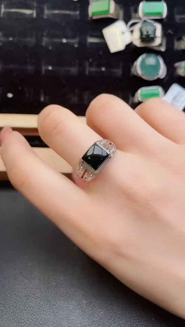 翡翠戒指银S925镶嵌21212121