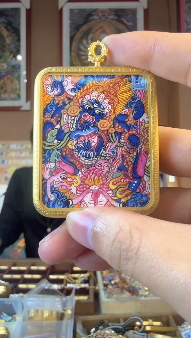 吊坠黑老师-热贡纯手绘唐卡