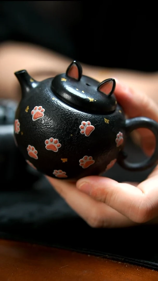 茶壶紫砂捂灰猫爪壶