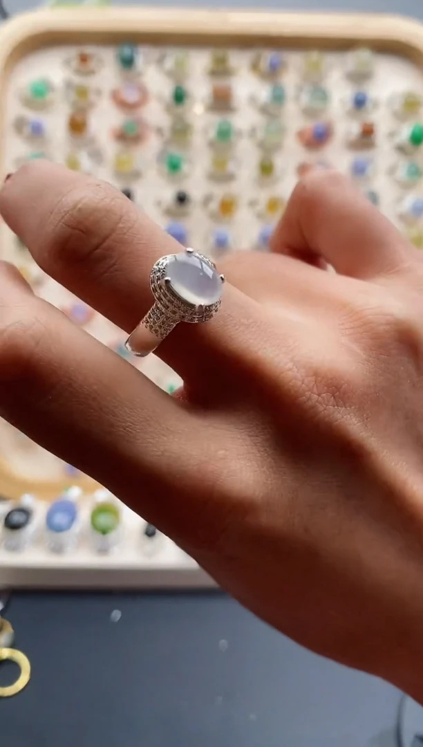 【闪购商品】翡翠戒指未镶嵌天然缅甸A货翡翠555 3+5