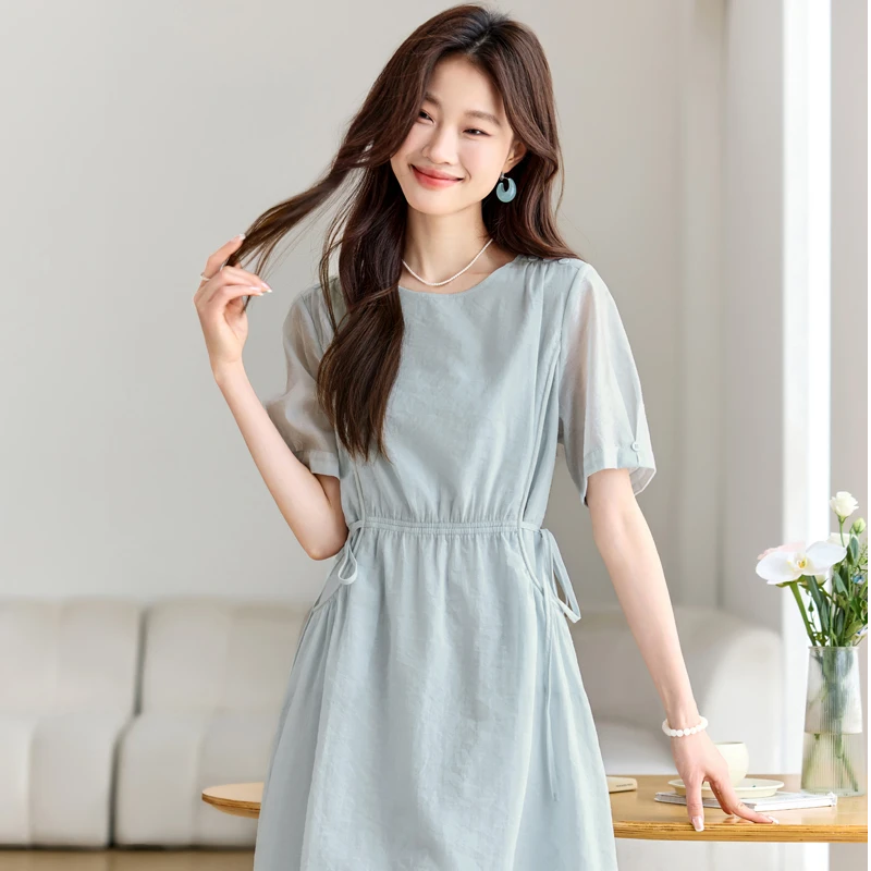 法式气质修身连衣裙女2025年夏季新款高级感遮肚子显瘦中长款裙子