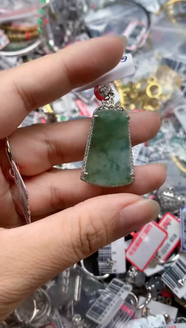 银S925镶嵌戒指翡翠天然A货缅甸翡翠