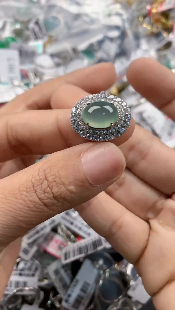 银S925镶嵌戒指翡翠888           3