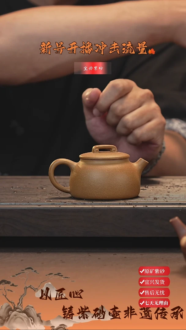 茶壶紫砂宜兴紫砂茶壶如意井栏