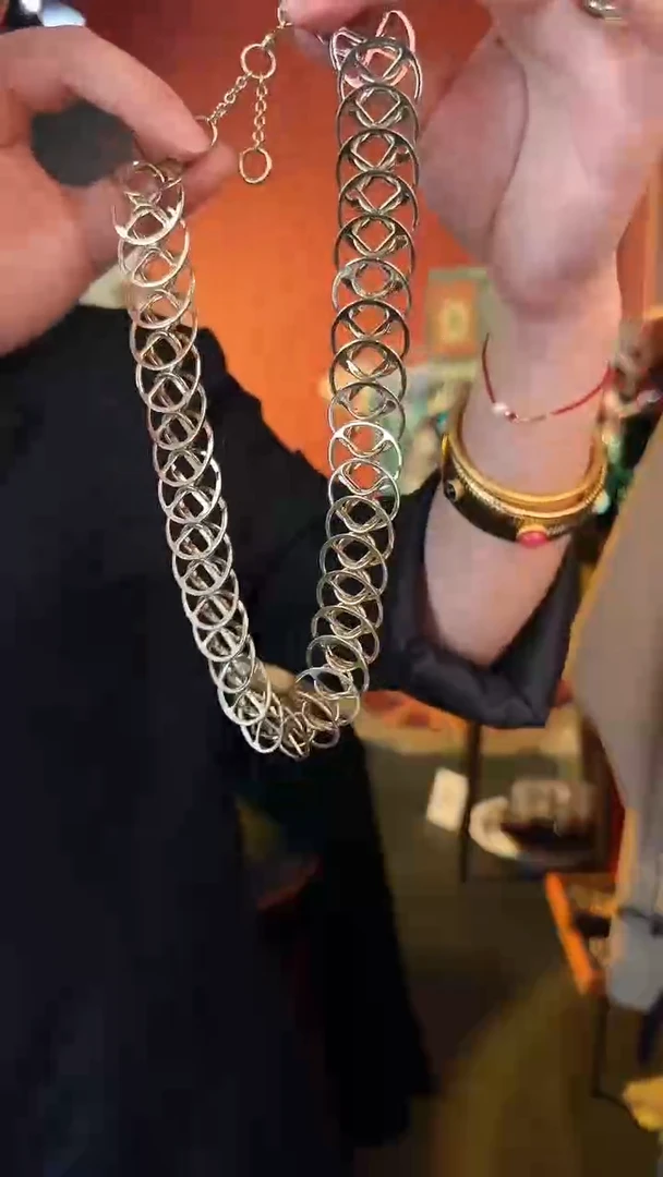 合金无合金无孤品不折腾系列素金环环相扣项链