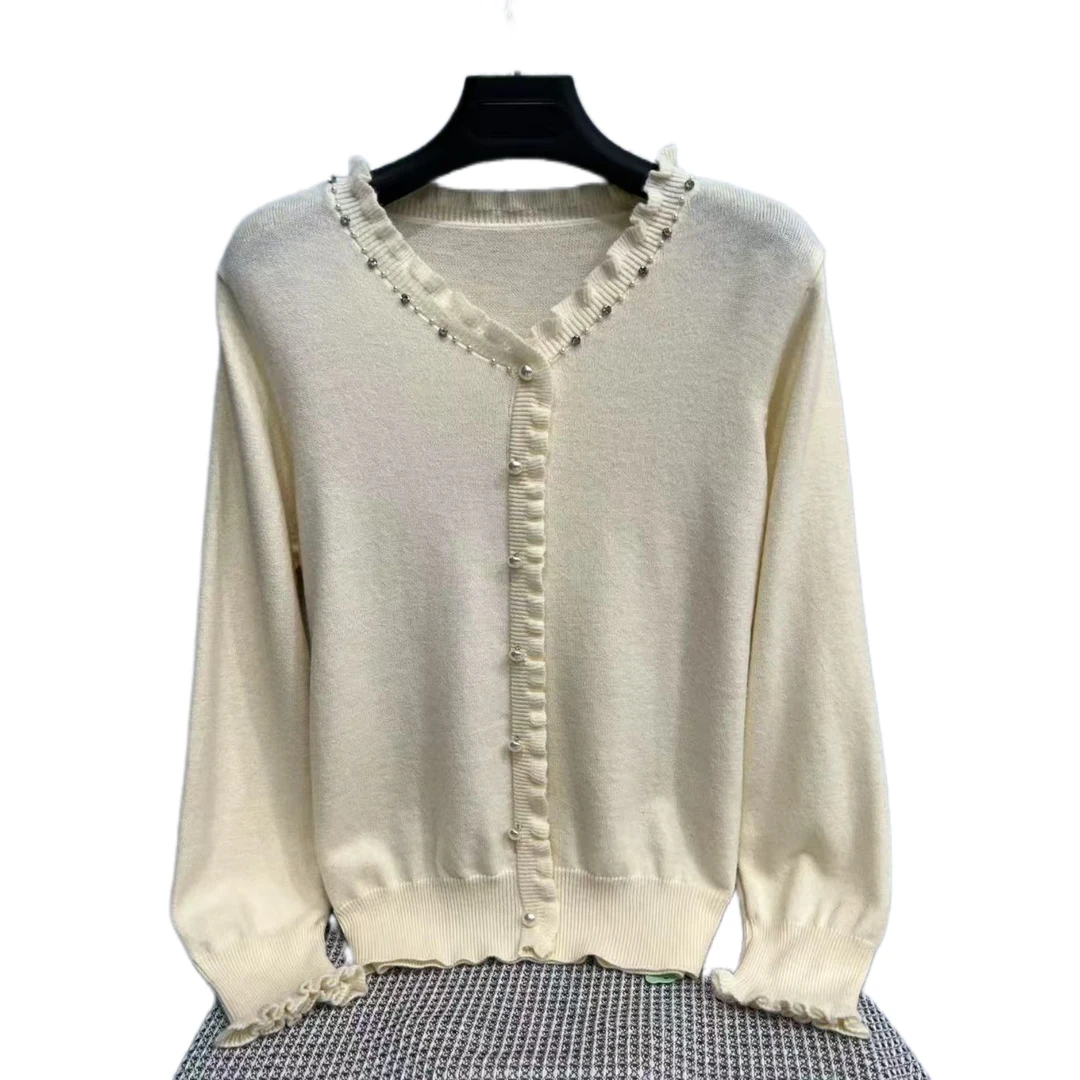 58629  领口珠珠装饰  百搭  简约  舒适  毛针织衫