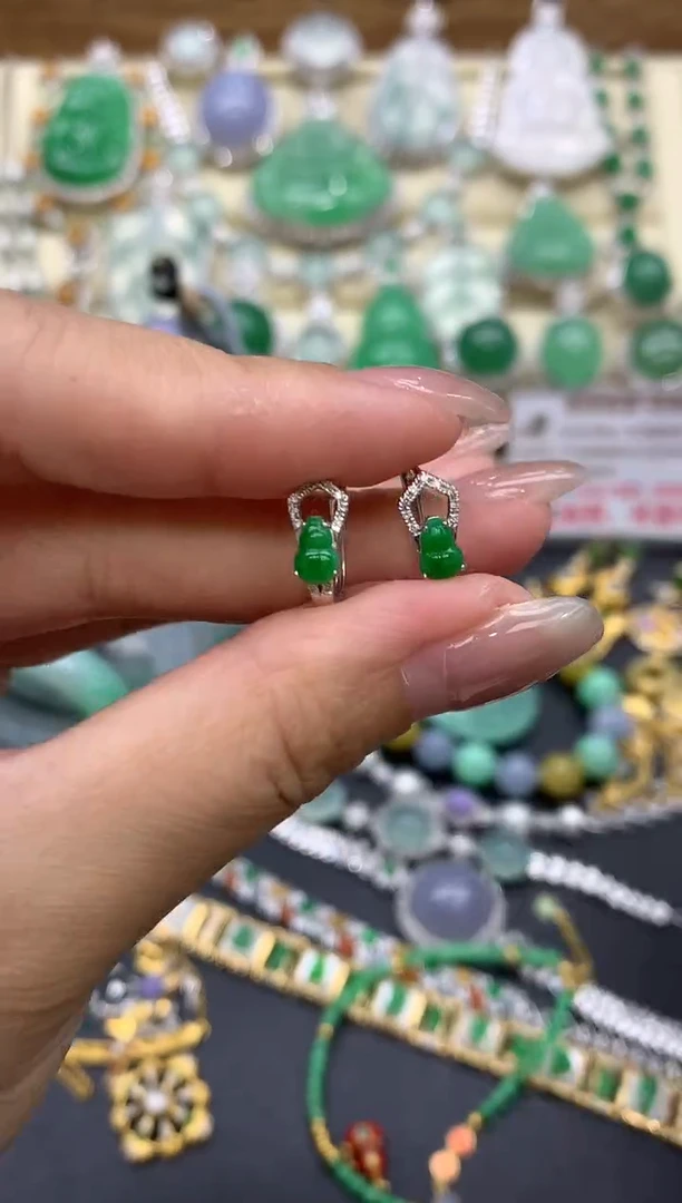 【闪购商品】翡翠耳饰18K金镶嵌280-中国好珍宝