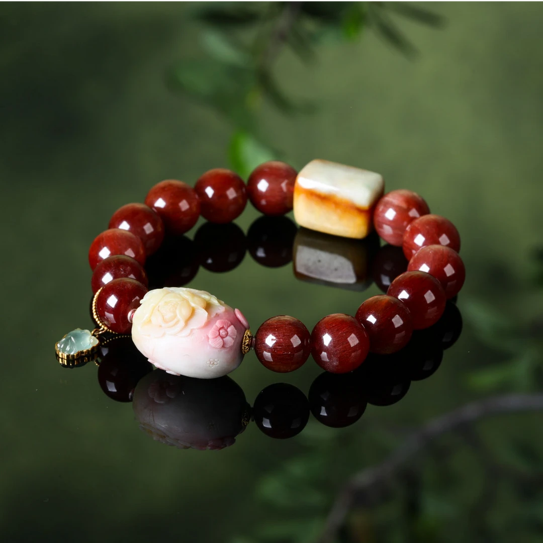 【意婵】《茶露》18k金天然红发晶水晶单圈手链翡翠盐源-915787