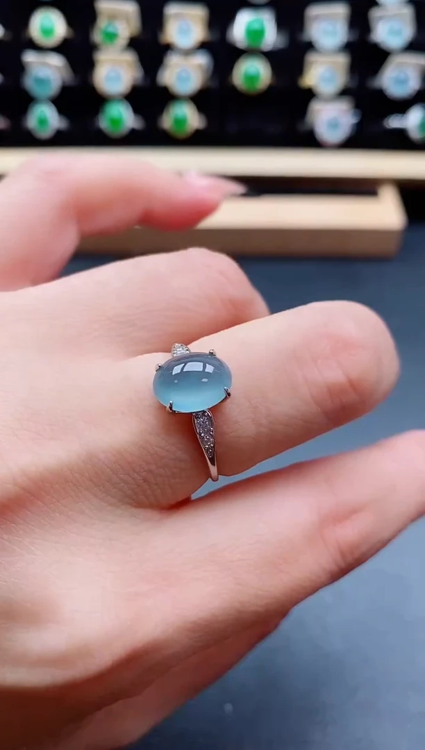 银S925镶嵌戒指翡翠1