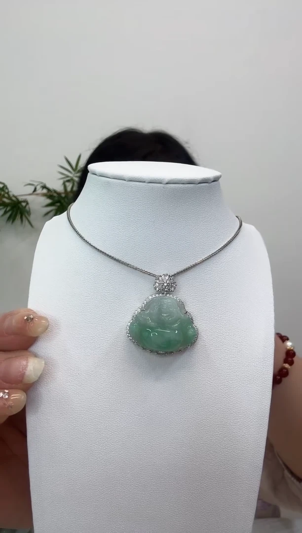 翡翠银S925镶嵌吊坠(赠链)佛公