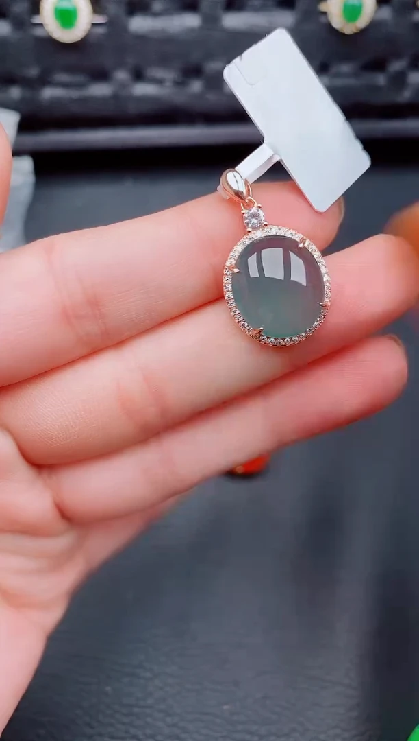 【闪购商品】翡翠颈饰银S925镶嵌天然a货翡翠353