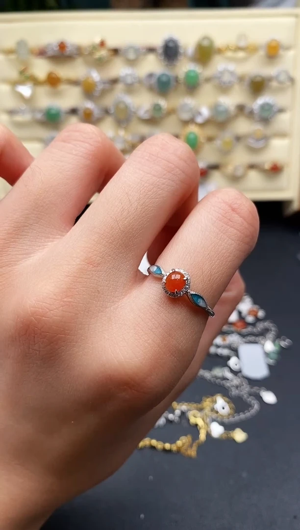 翡翠戒指银S925镶嵌444444444+3