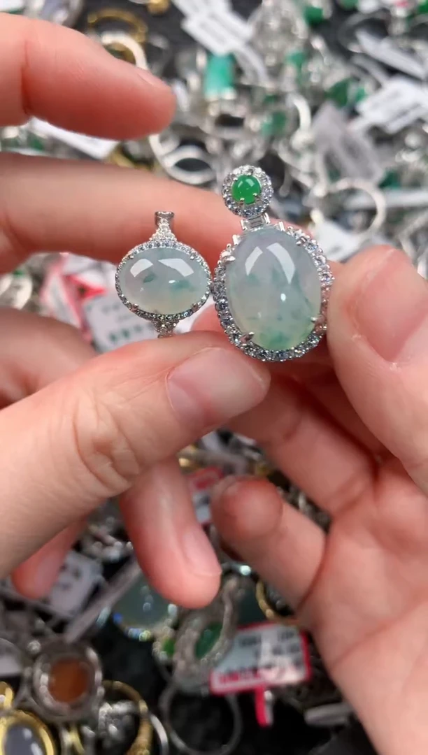 银S925镶嵌戒指翡翠444---3