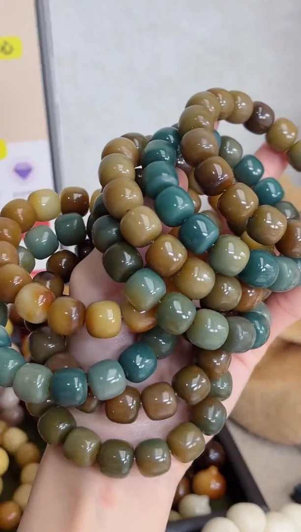 菩提根/象牙果手串r69干磨嘎嘎油桶珠12*13瑕疵不补