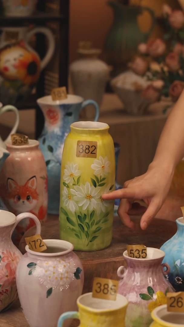 陶瓷382景德镇设计师手作花器摆件侘寂风