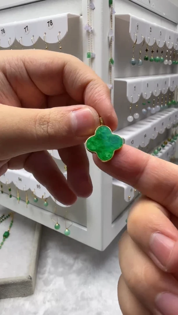 吊坠(不含链)18K金镶嵌翡翠缅甸天然翡翠a货