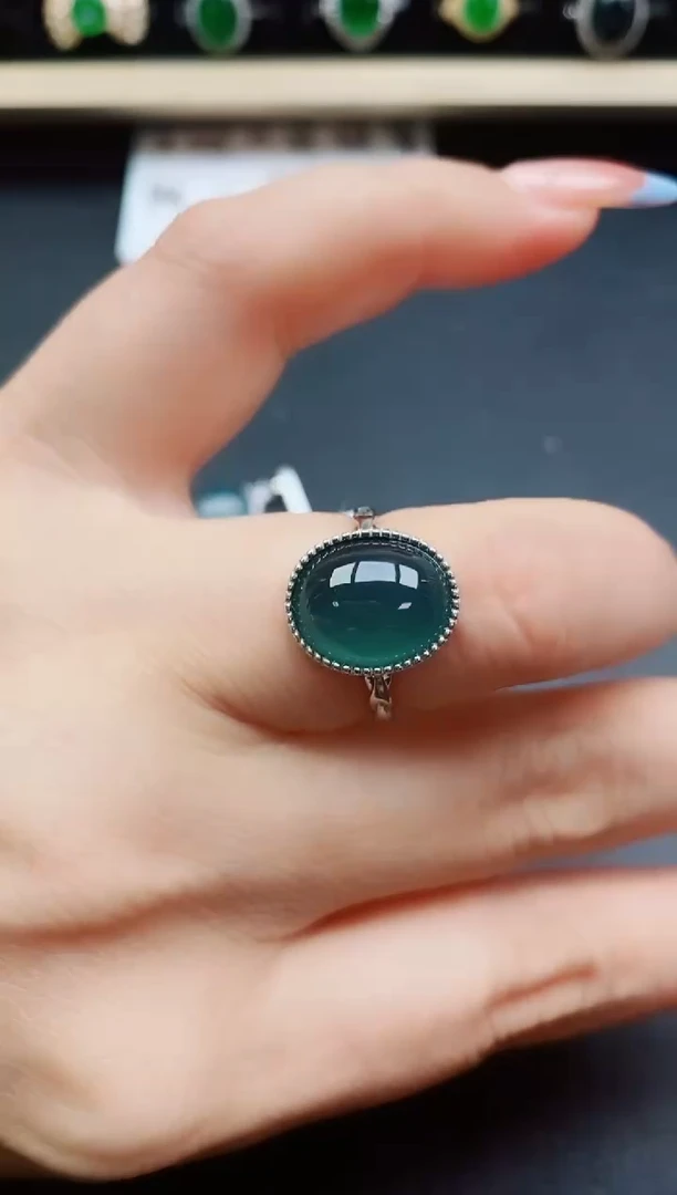 翡翠戒指银S925镶嵌3231321