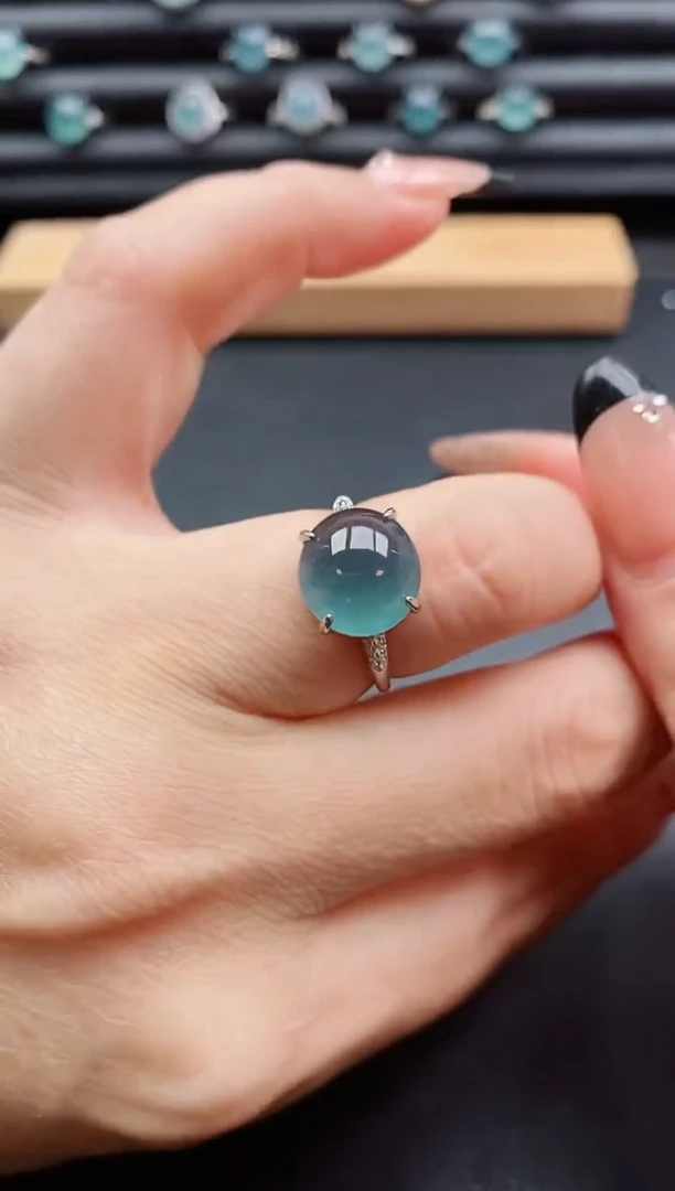 银S925镶嵌戒指翡翠1