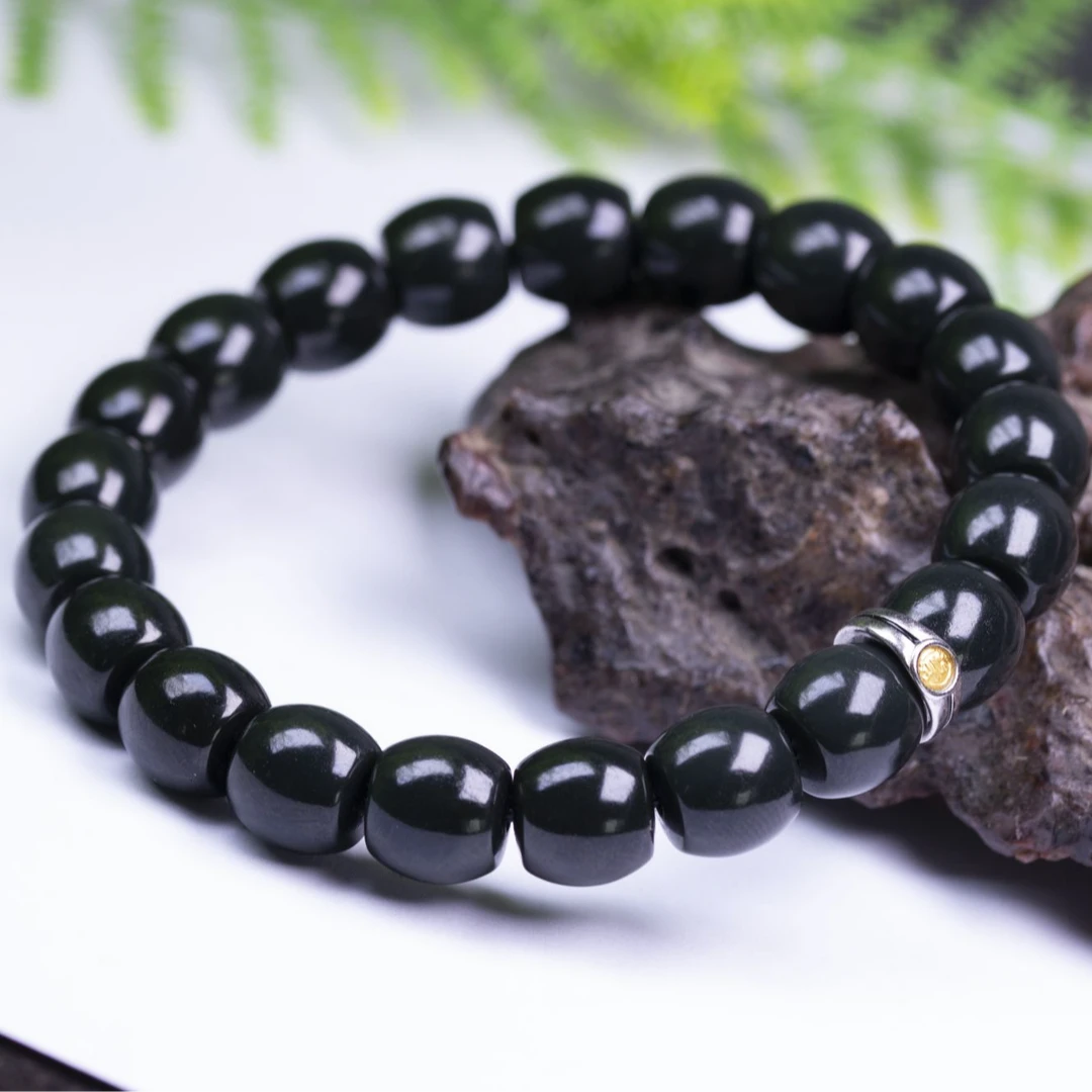 和田玉手串塔青青玉老型直切精工手串