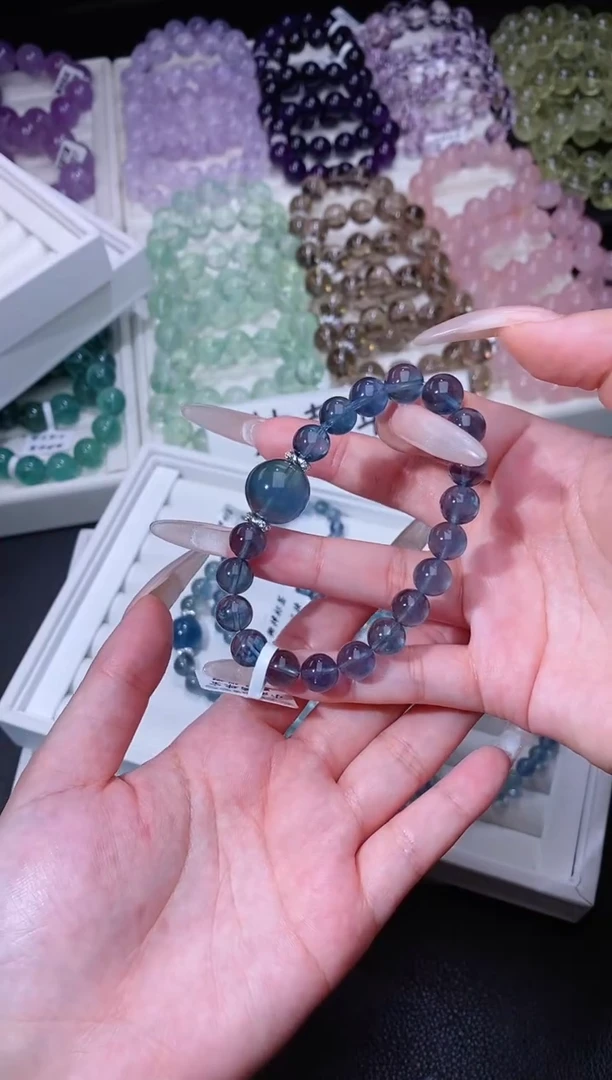手链合金萤石710.12蓝眼泪萤石手串 多样性发其一 青蓝色系
