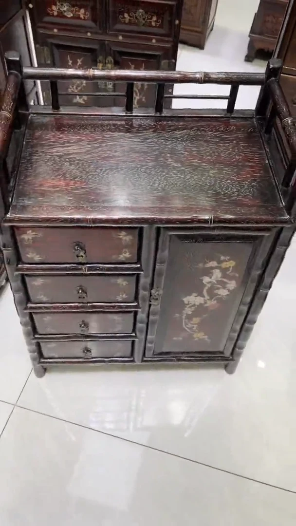 【闪购商品】木喜鹊登梅竹节茶水柜
